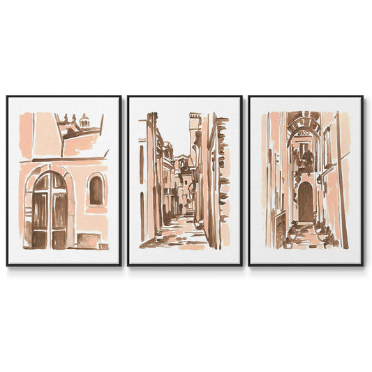 Blush Architecture Study IV - Floater Framed Canvas Set