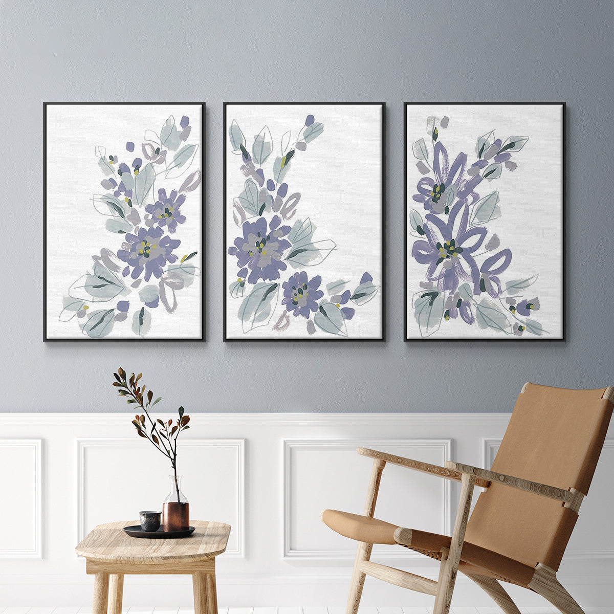Periwinkle Patch I - Floater Framed Canvas Set