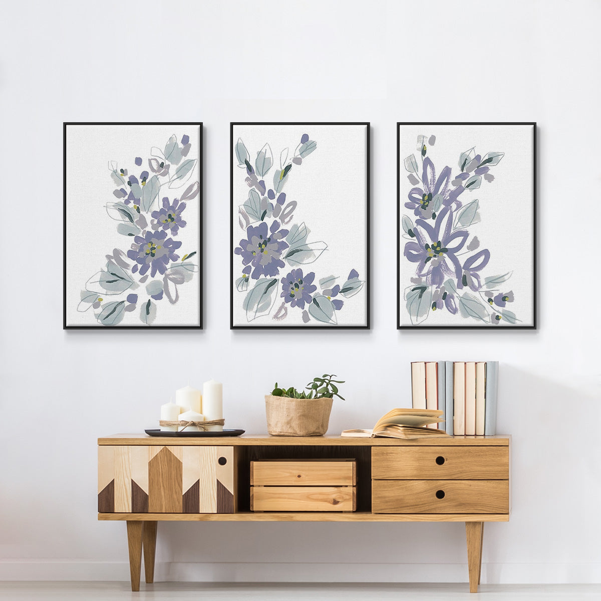 Periwinkle Patch I - Floater Framed Canvas Set