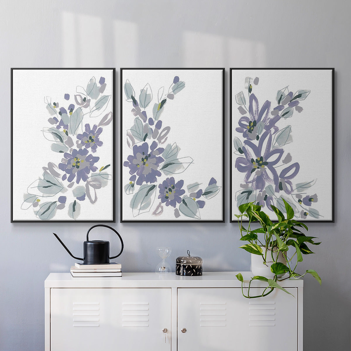 Periwinkle Patch I - Floater Framed Canvas Set