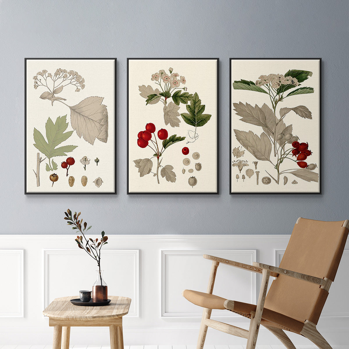 Leaves & Berries I - Floater Framed Canvas Set