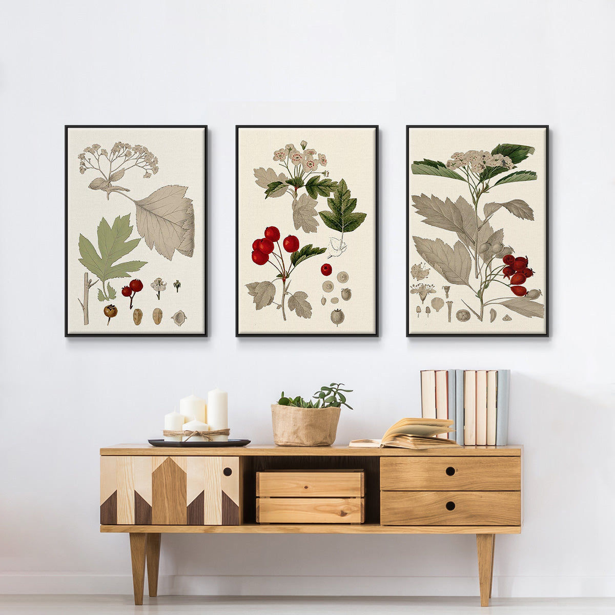 Leaves & Berries I - Floater Framed Canvas Set
