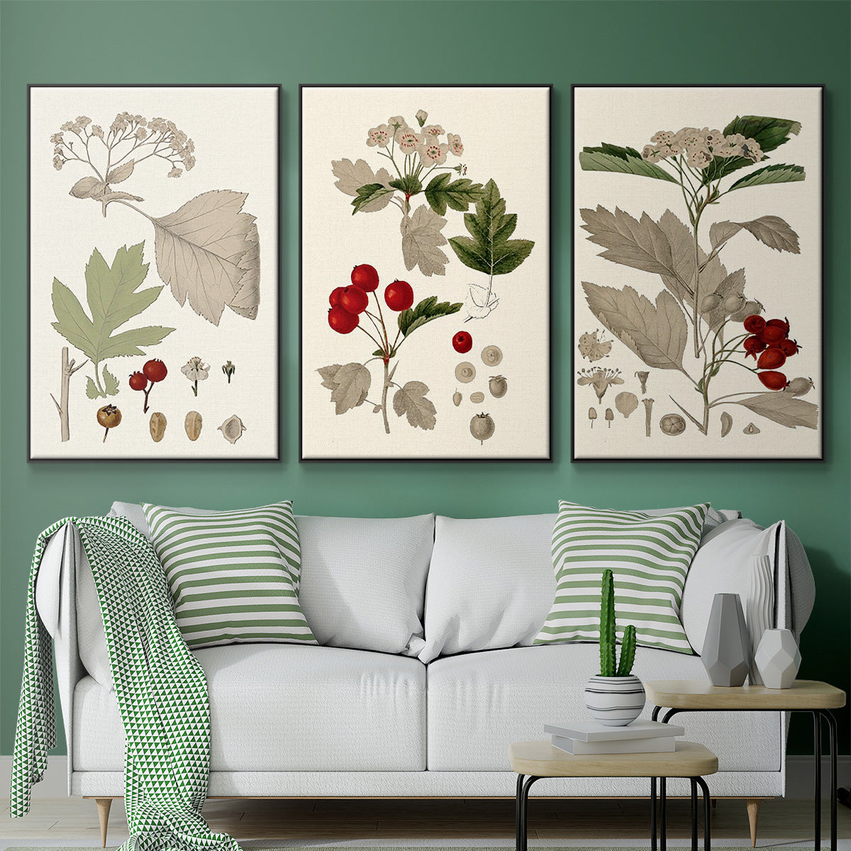 Leaves & Berries I - Floater Framed Canvas Set