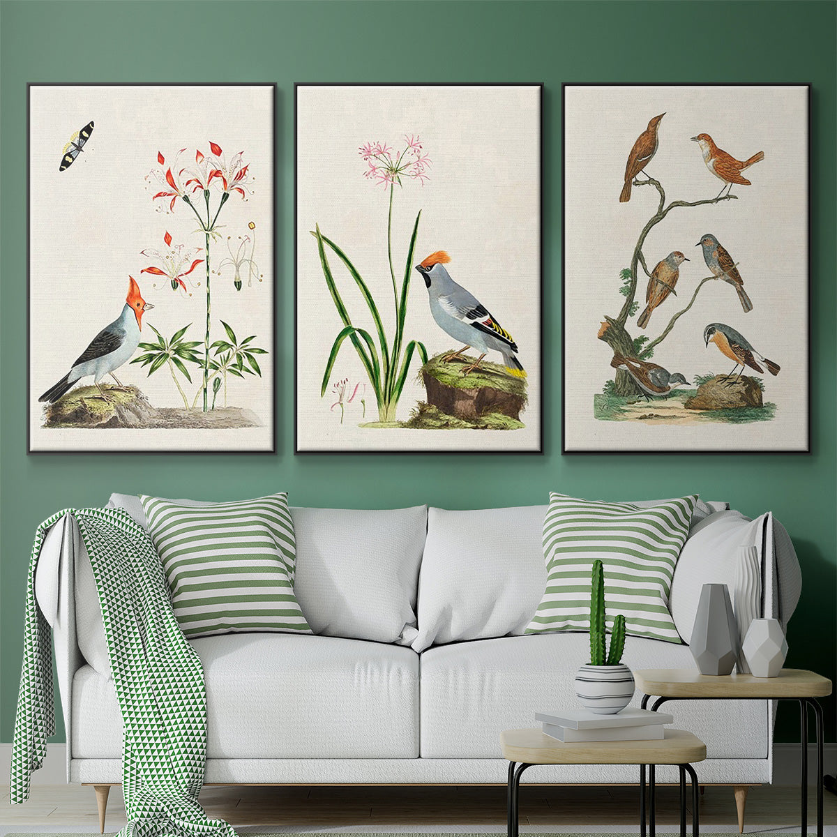 Antique Birds in Nature IV - Floater Framed Canvas Set