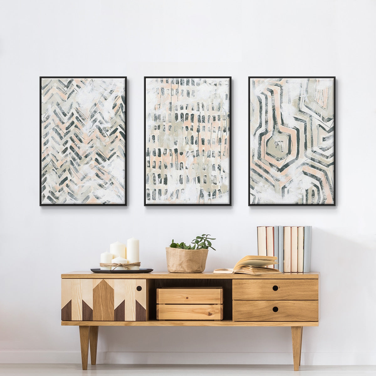 Sand Glyphs I - Floater Framed Canvas Set