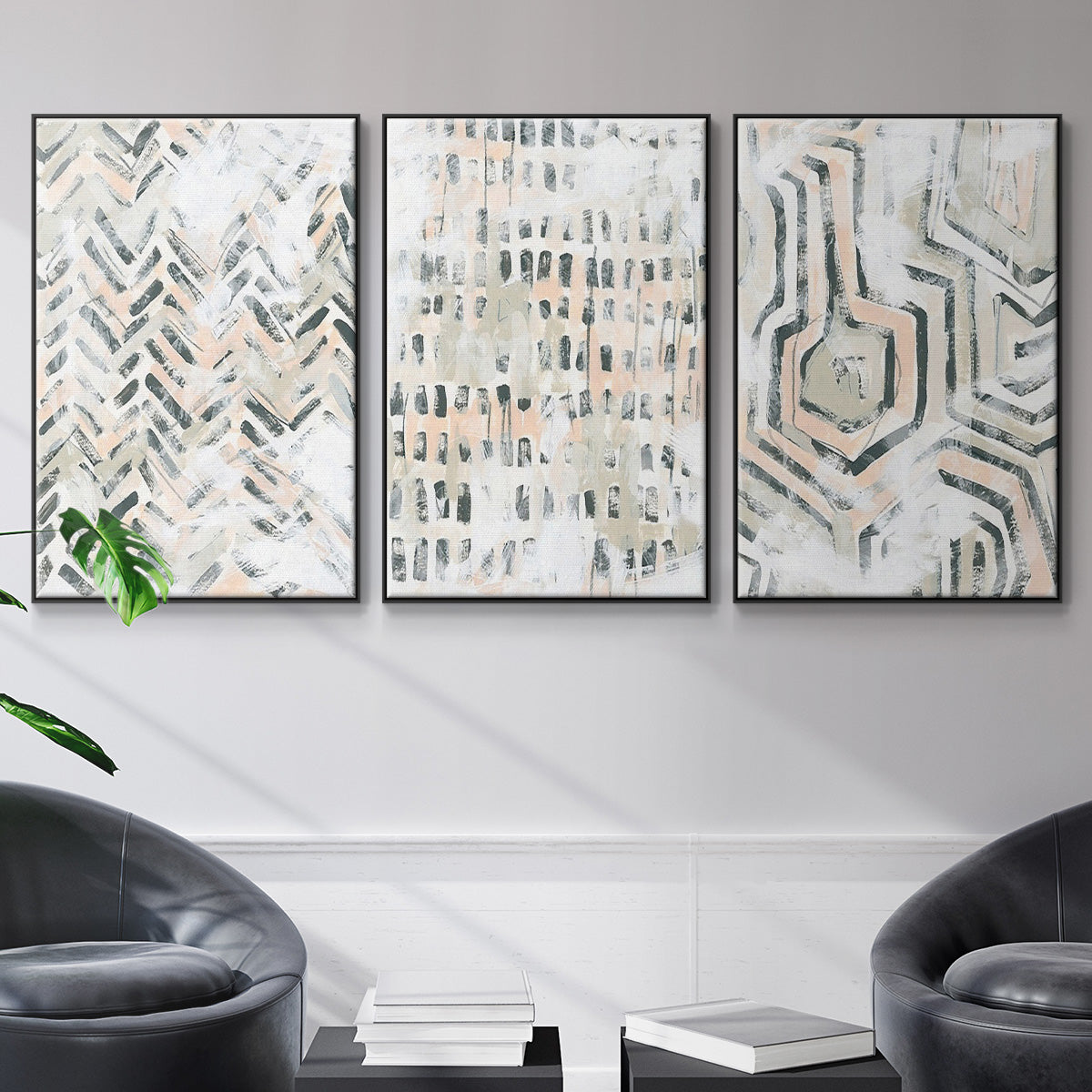 Sand Glyphs I - Floater Framed Canvas Set