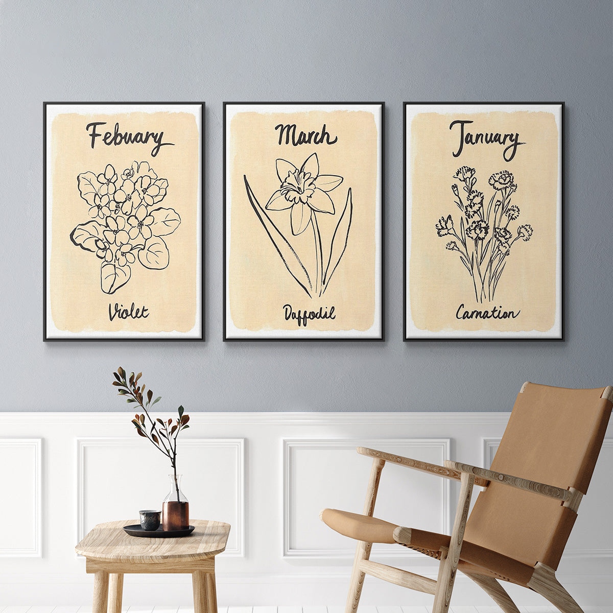 Birth Month I - Floater Framed Canvas Set