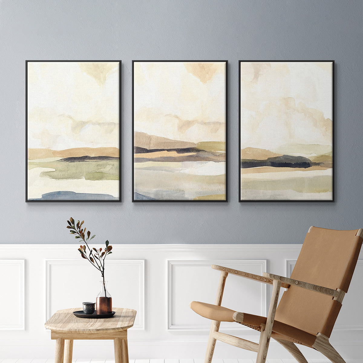 Slate Movement I - Floater Framed Canvas Set