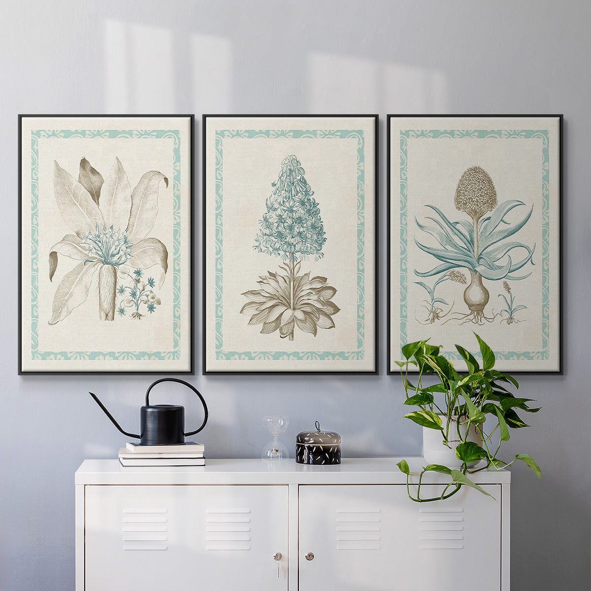 Willow Blue Besler IV - Floater Framed Canvas Set