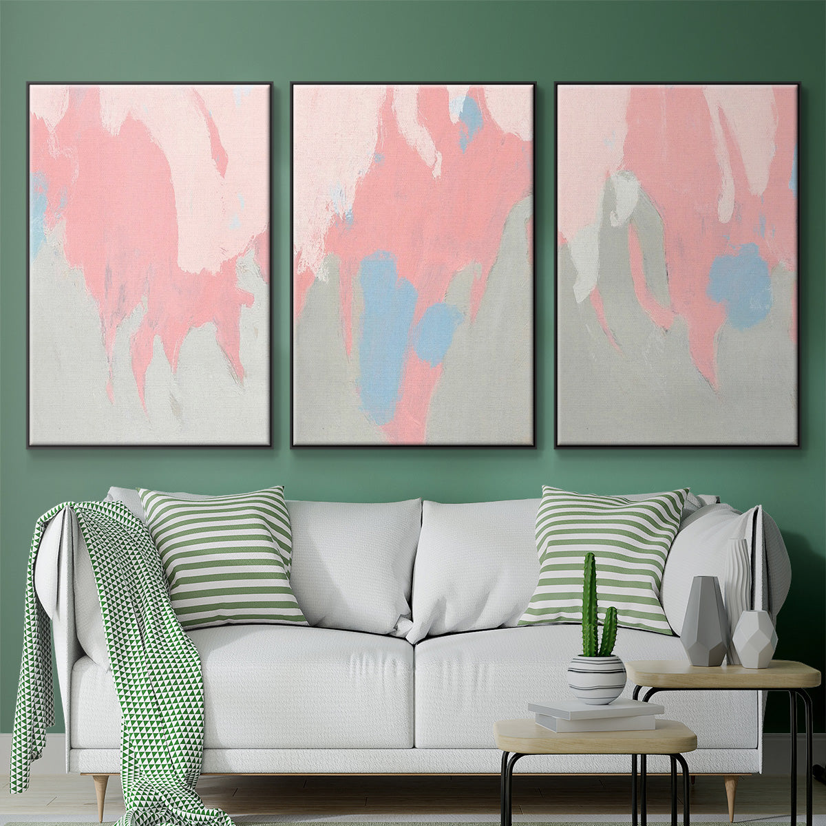 Blushing Abstract I - Floater Framed Canvas Set
