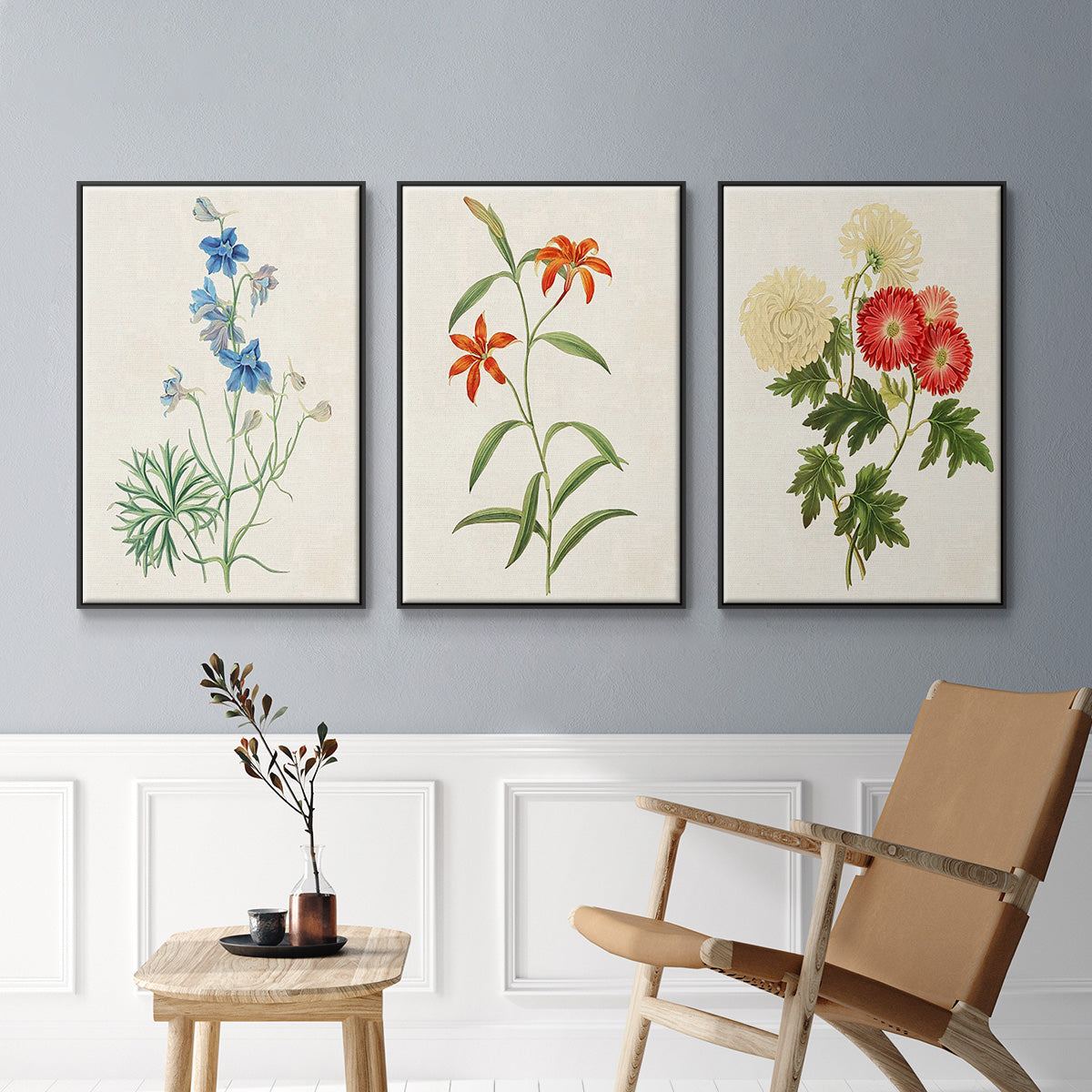 Flowers of the Seasons I - Floater Framed Canvas Set