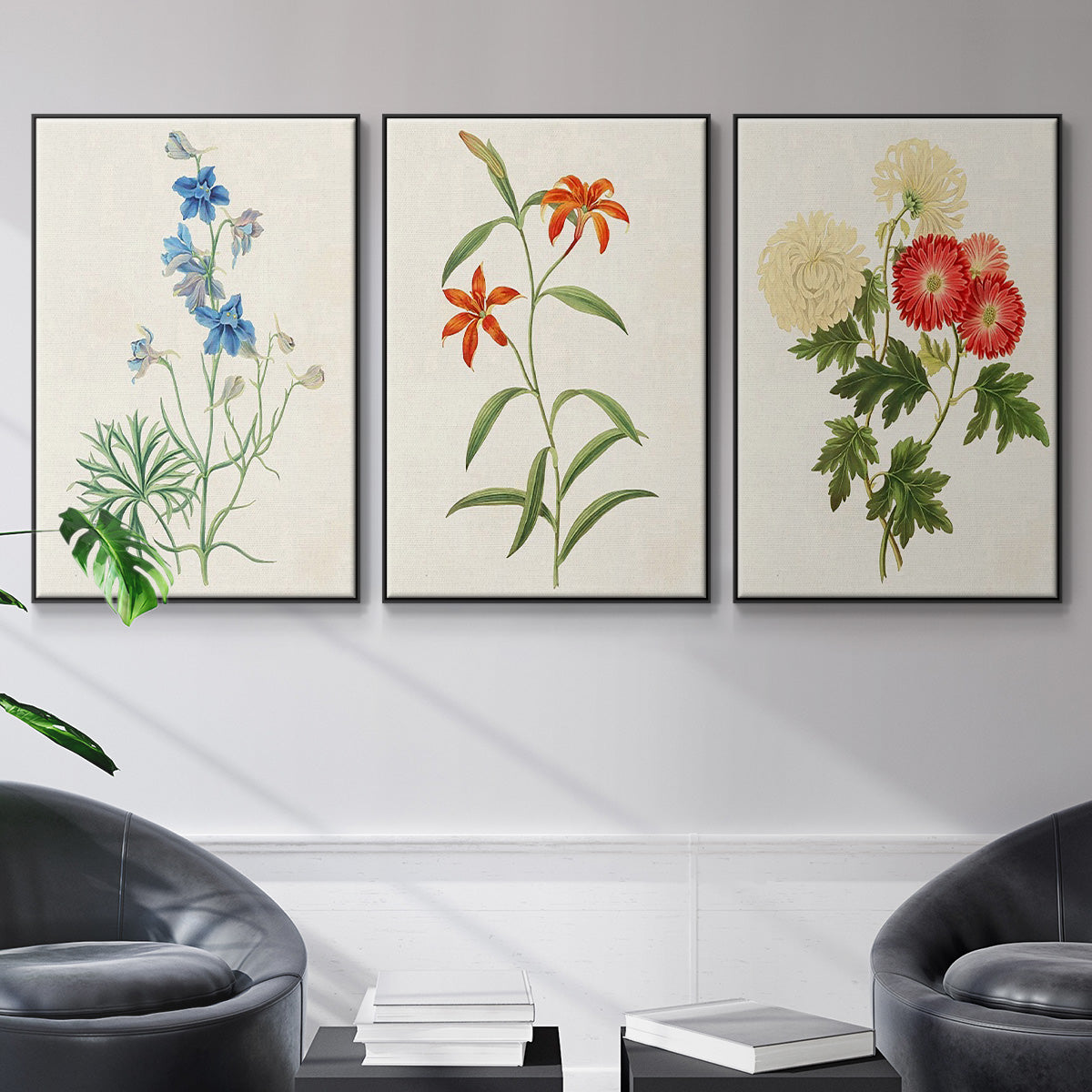 Flowers of the Seasons I - Floater Framed Canvas Set