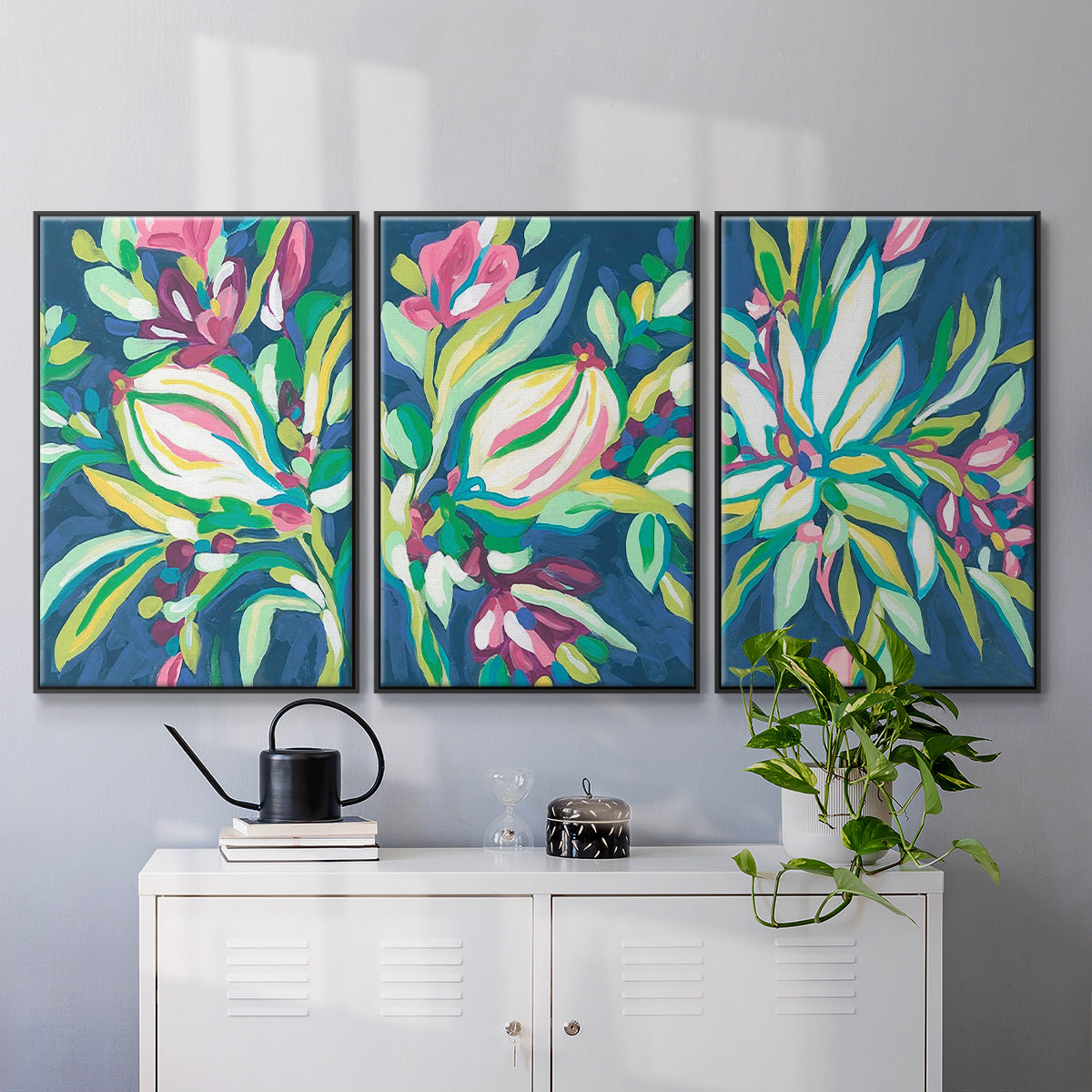 Blue Tropics I - Floater Framed Canvas Set