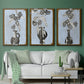 Graphic Flowers in Vase I - Floater Framed Canvas Set