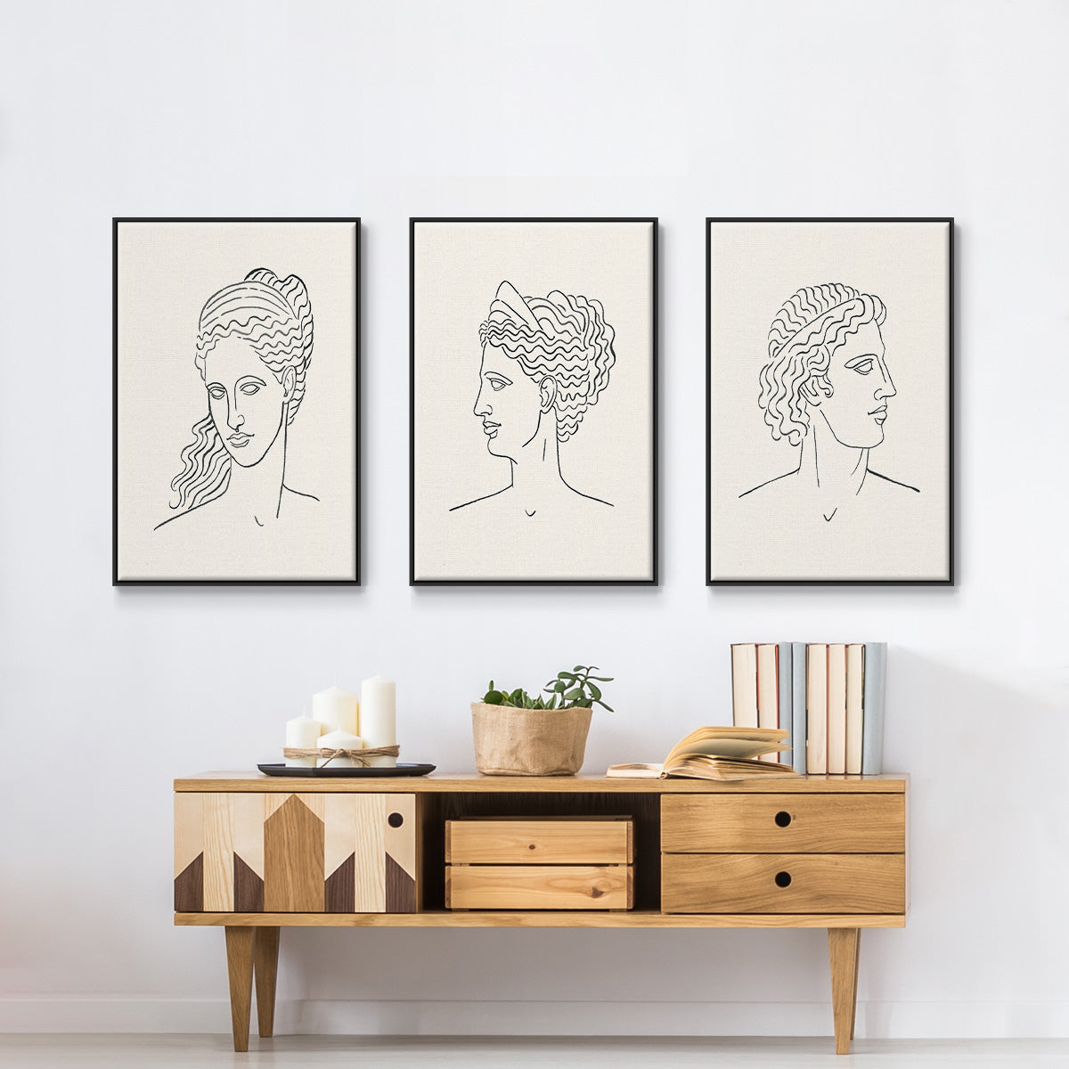 Greek Busts I - Floater Framed Canvas Set