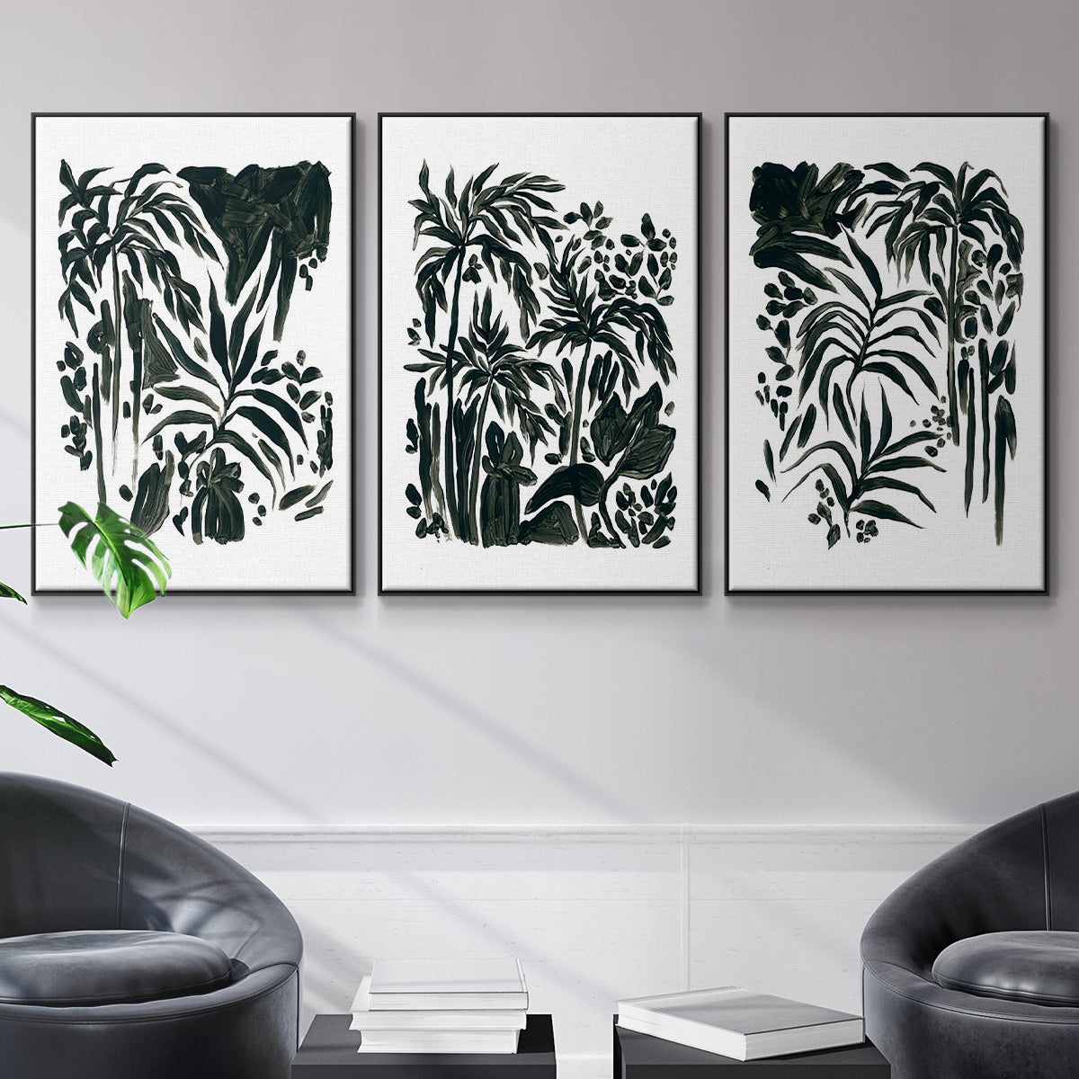 Ink Jungle I - Floater Framed Canvas Set