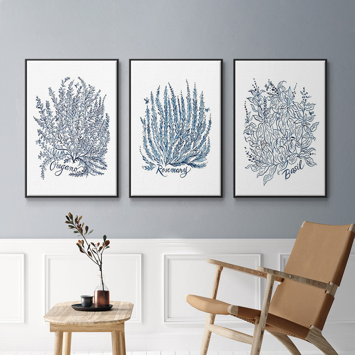 Summer Herb Garden Sketches I - Floater Framed Canvas Set