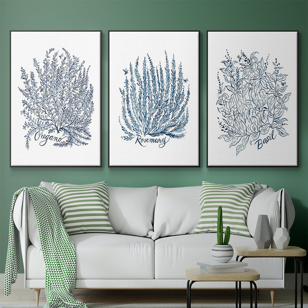 Summer Herb Garden Sketches I - Floater Framed Canvas Set