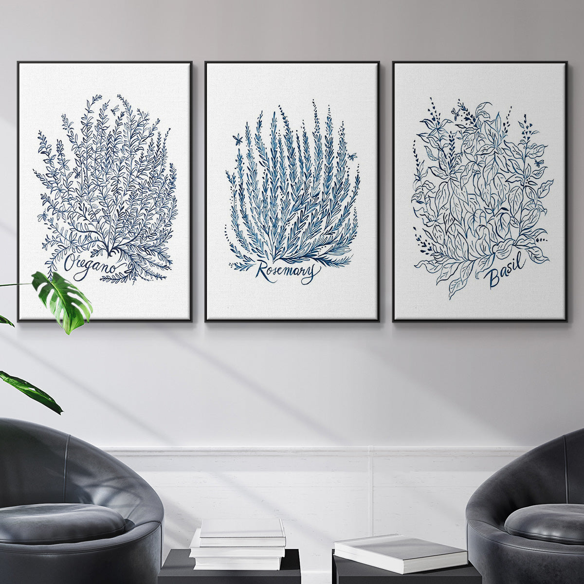 Summer Herb Garden Sketches I - Floater Framed Canvas Set