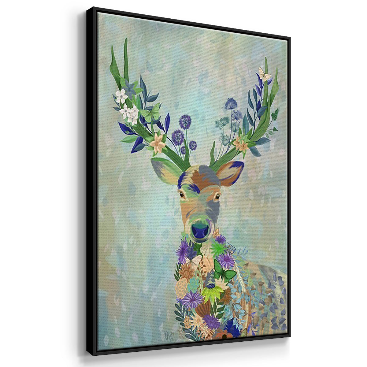 Fantastic Florals Cow - Floater Framed Canvas Set