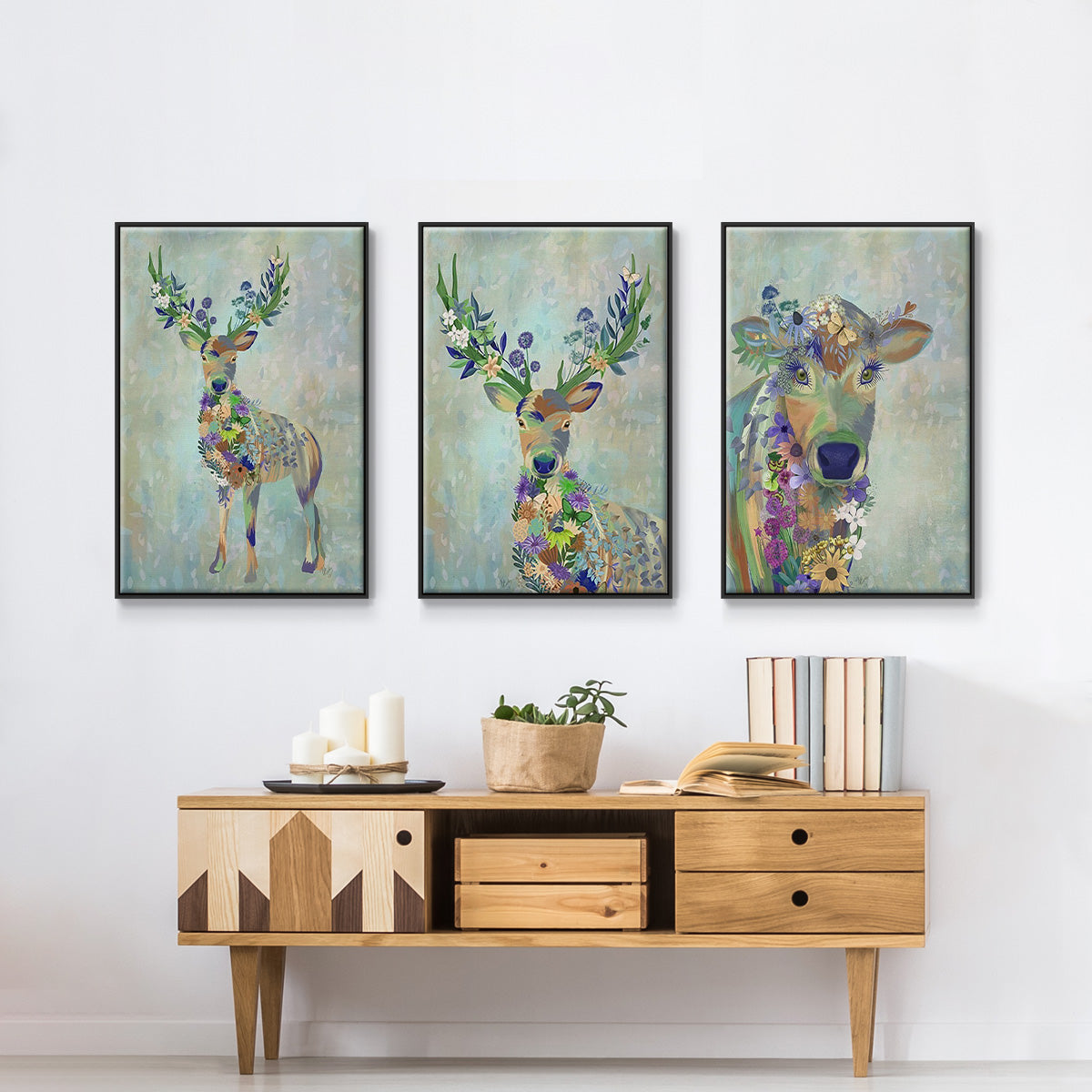 Fantastic Florals Cow - Floater Framed Canvas Set