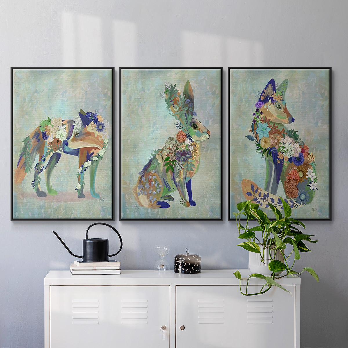 Fantastic Florals Fox, Sitting - Floater Framed Canvas Set