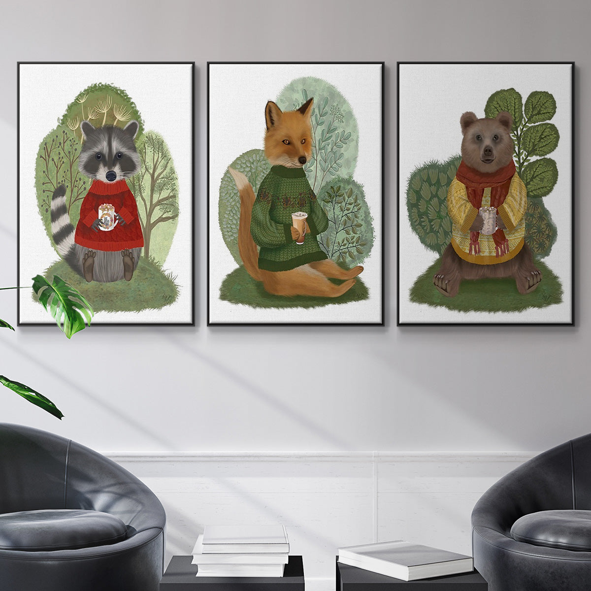 Hot Chocolate Bear - Floater Framed Canvas Set