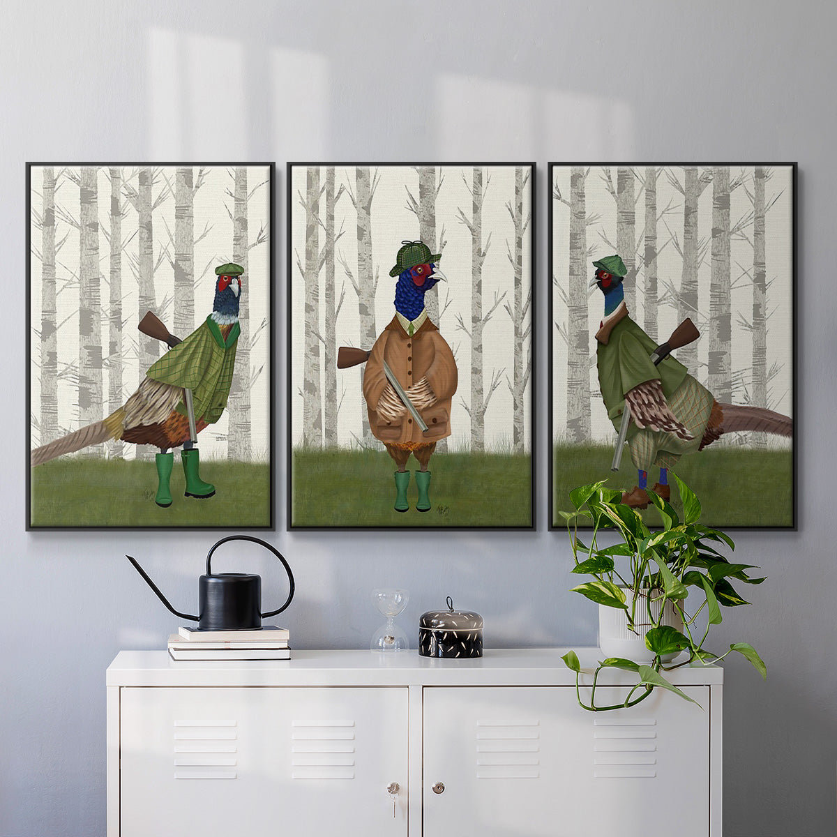 Pheasant Shooting Party 1 - Floater Framed Canvas Set