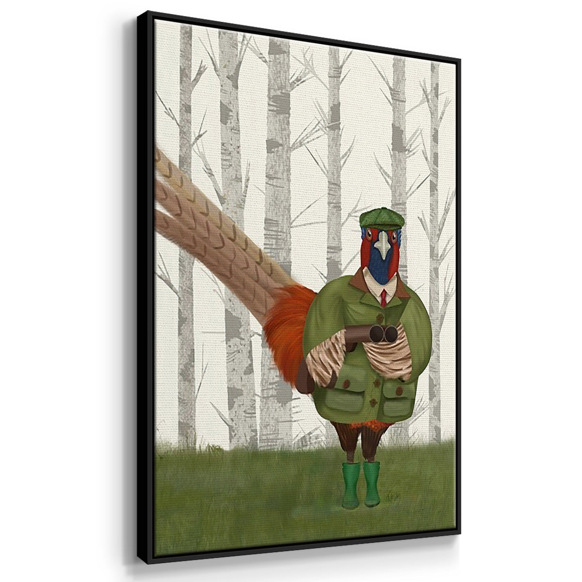 Pheasant Shooting Party 5 - Floater Framed Canvas Set