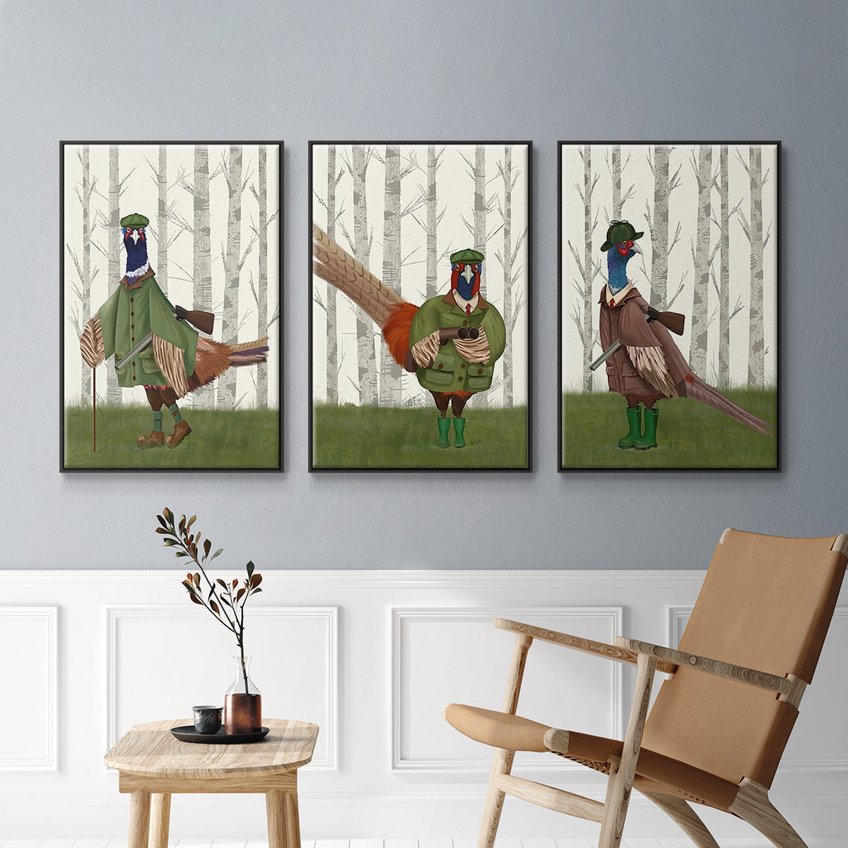 Pheasant Shooting Party 5 - Floater Framed Canvas Set