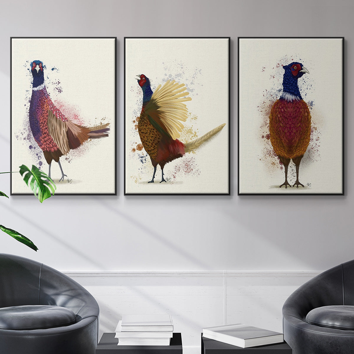 Pheasant Splash 3 - Floater Framed Canvas Set