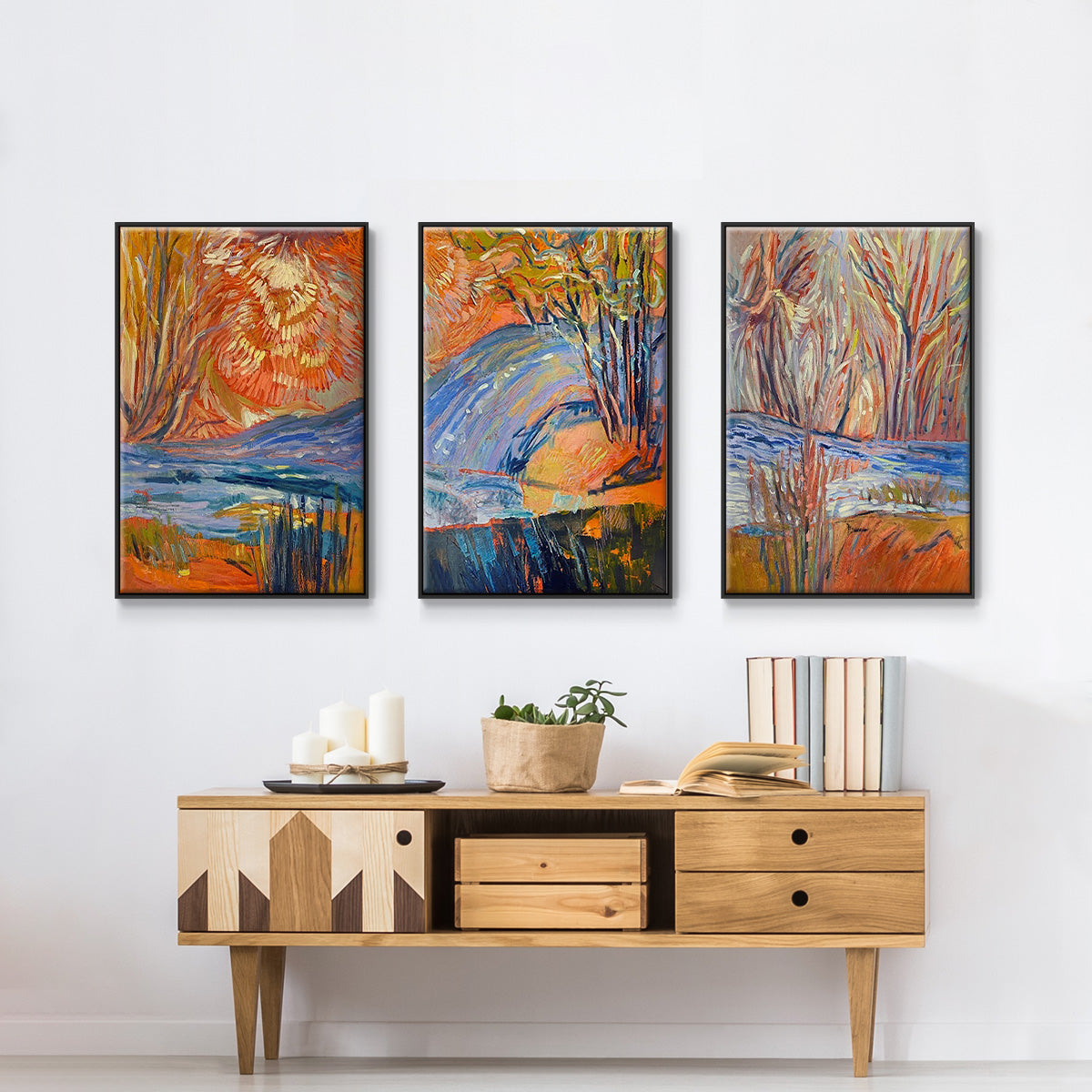 Cadmium Winter Solstice I - Floater Framed Canvas Set