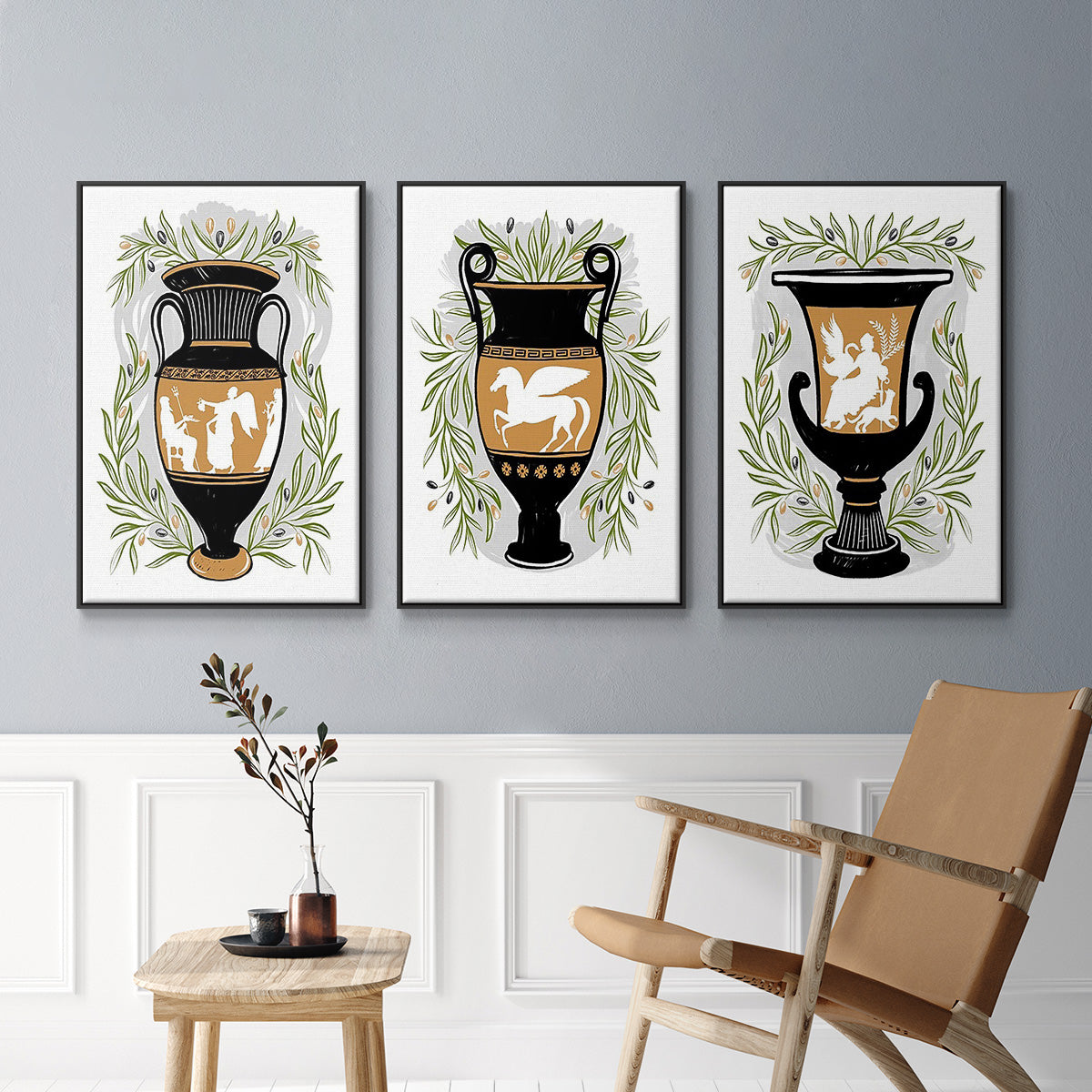 Greek Vases I - Floater Framed Canvas Set