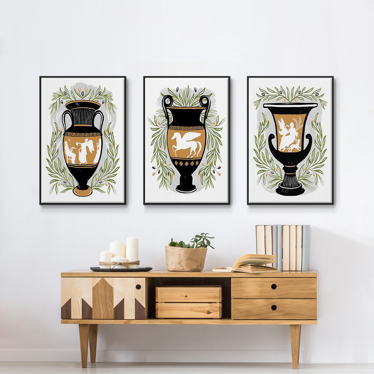 Greek Vases I - Floater Framed Canvas Set