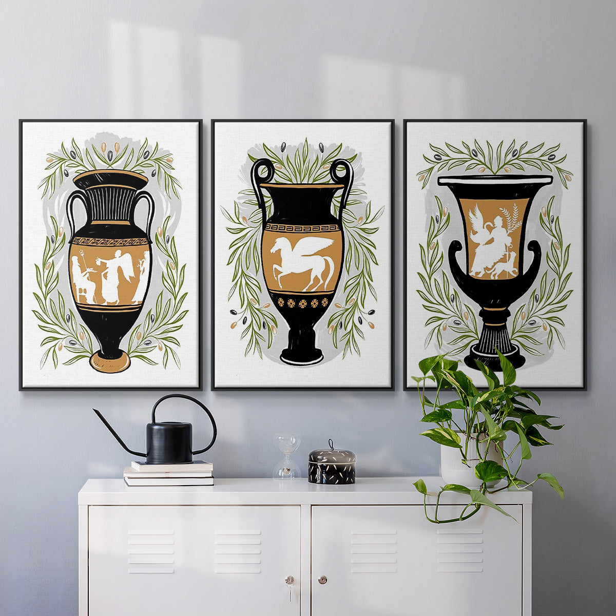Greek Vases I - Floater Framed Canvas Set