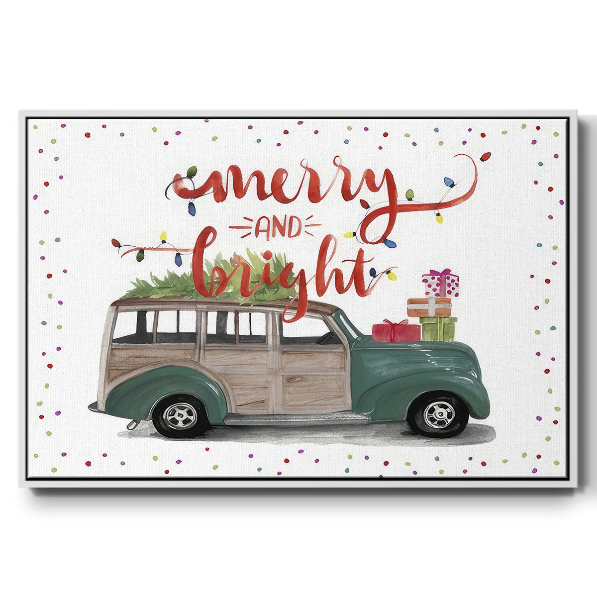 Christmas Cars Collection A - Floater Framed Canvas Print