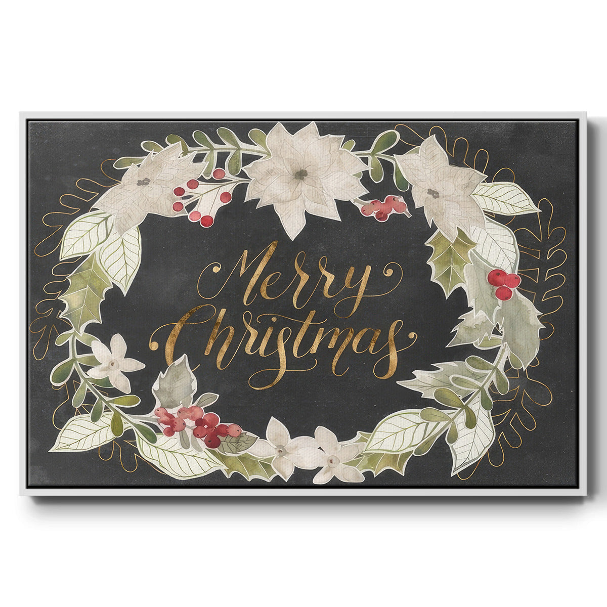 Gilded Christmas Collection A - Floater Framed Canvas Print