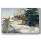 Congregational Church in Winter - Floater Framed Canvas Print