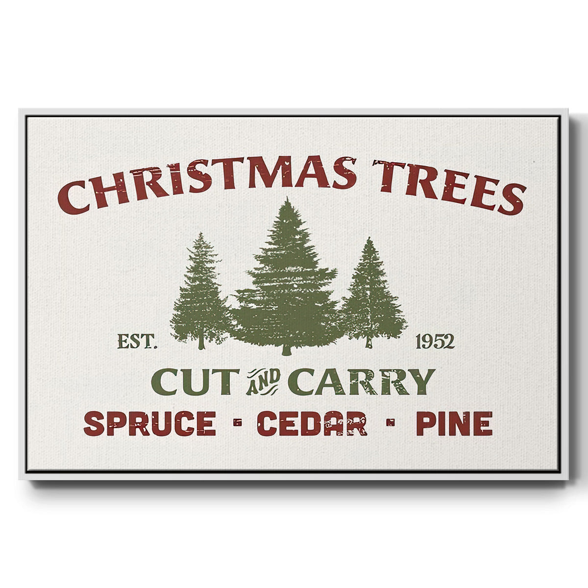 Christmas Farm Sign I - Floater Framed Canvas Print