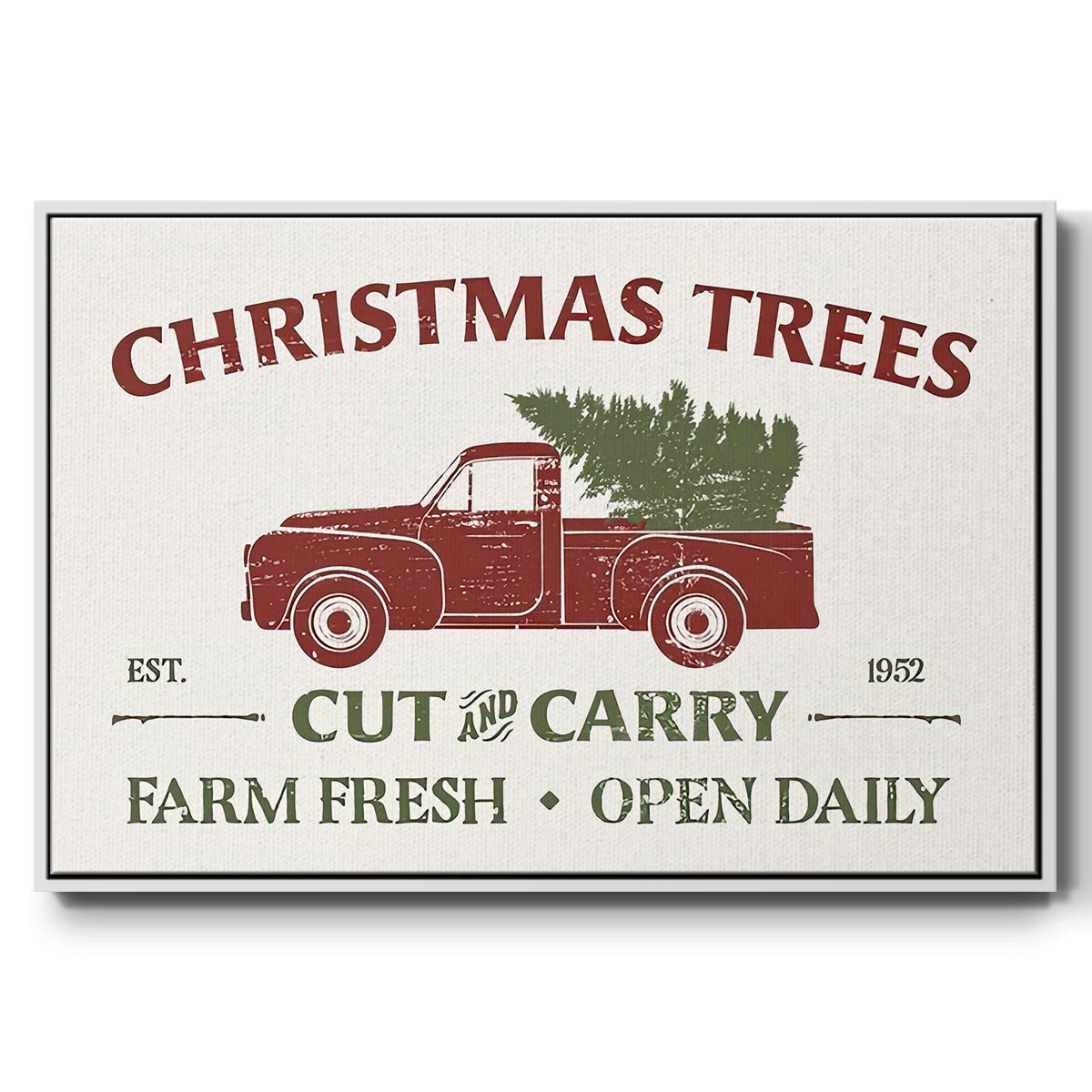 Christmas Farm Sign Collection A - Floater Framed Canvas Print