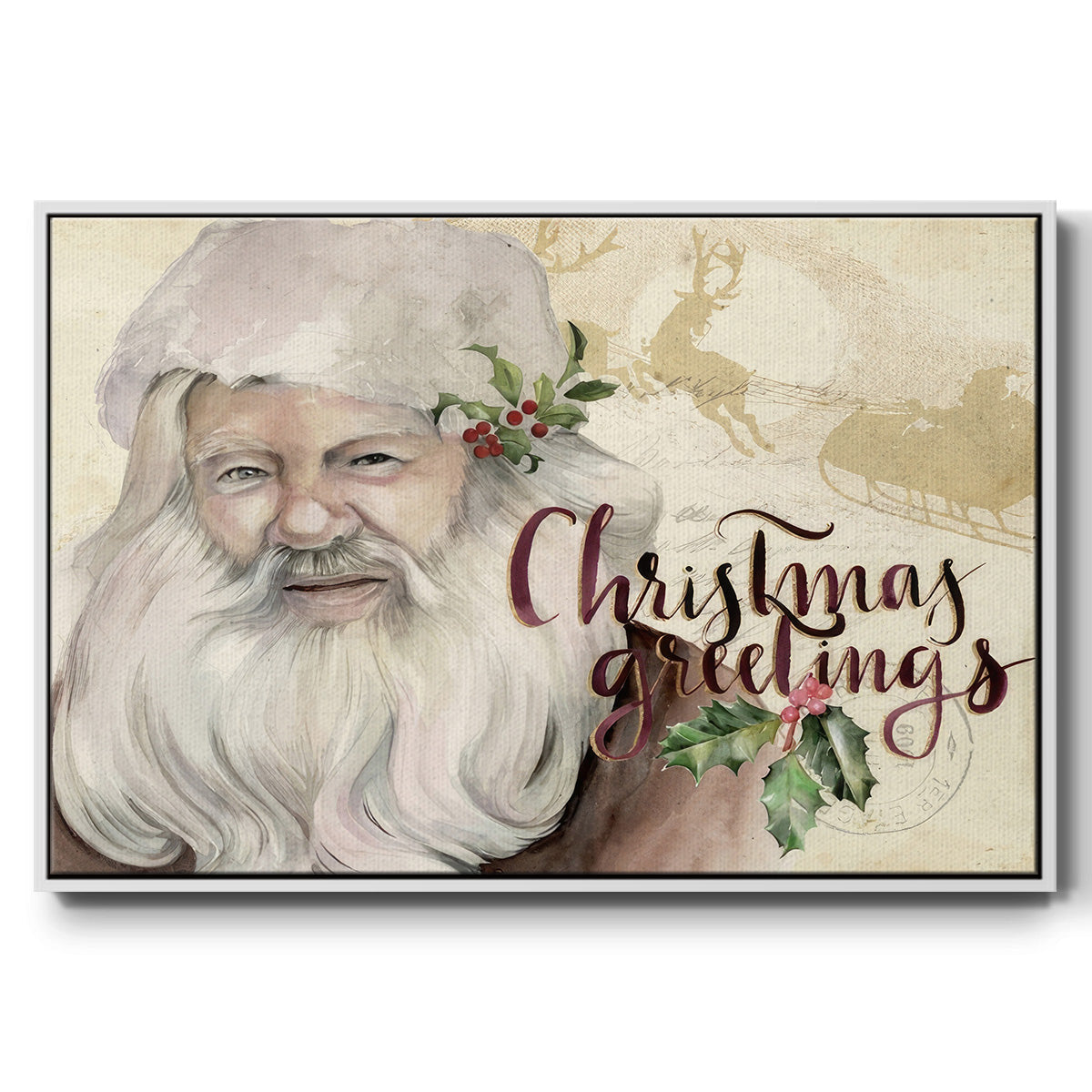 Christmas Greetings Collection A - Floater Framed Canvas Print