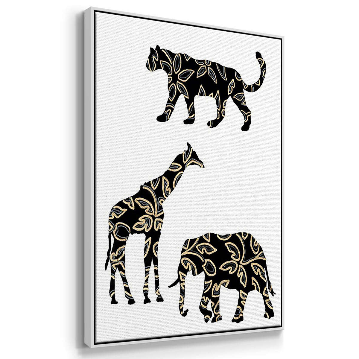 Ornamental Safari Animals I - Floater Framed Canvas Set