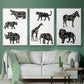 Ornamental Safari Animals I - Floater Framed Canvas Set