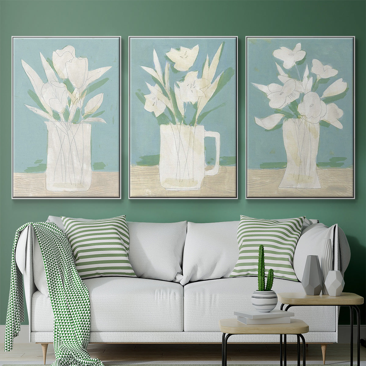 Muted Spring Arrangement I - Floater Framed Canvas Set