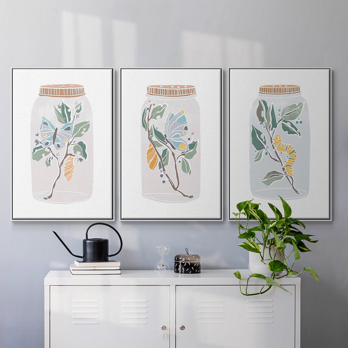 Nature Jar I - Floater Framed Canvas Set