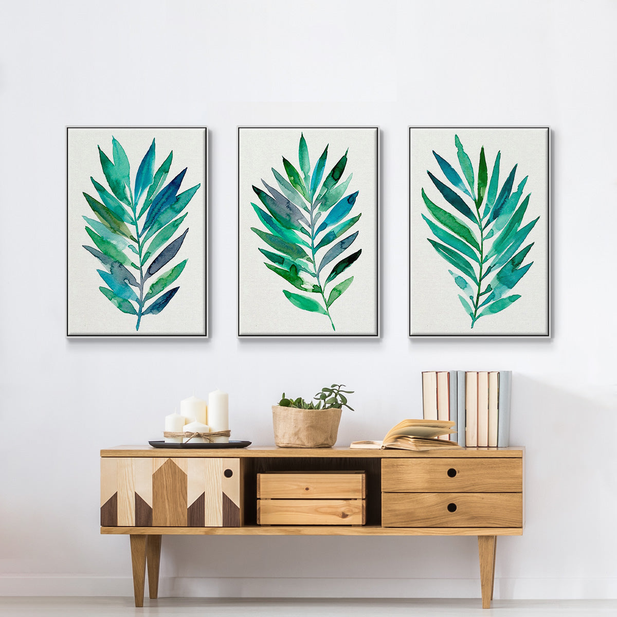Palm Frond Flow I - Floater Framed Canvas Set