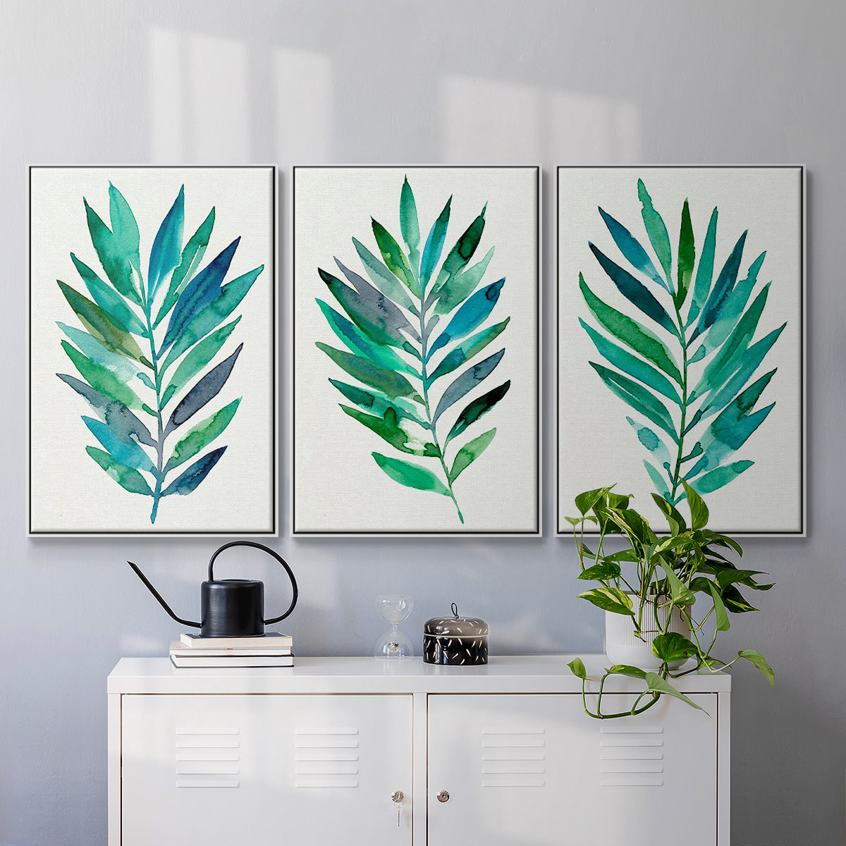 Palm Frond Flow I - Floater Framed Canvas Set