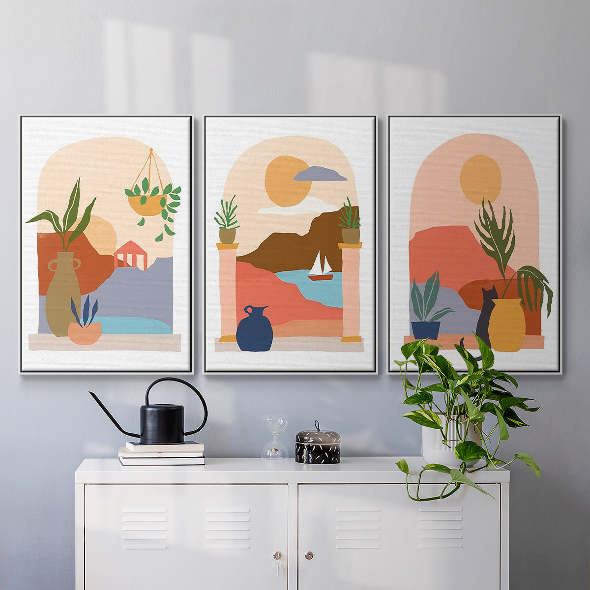 Paper Scene I - Floater Framed Canvas Set