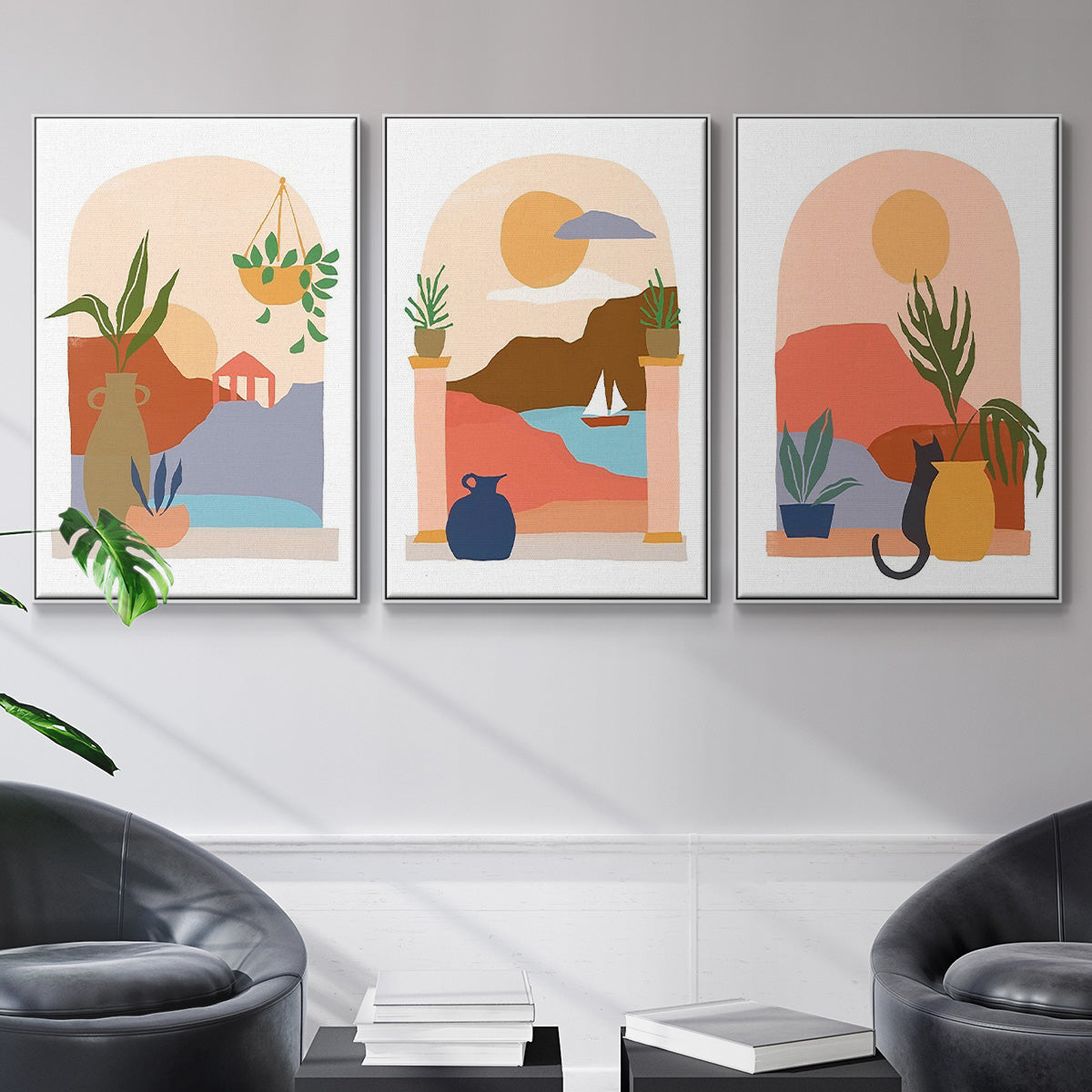 Paper Scene I - Floater Framed Canvas Set