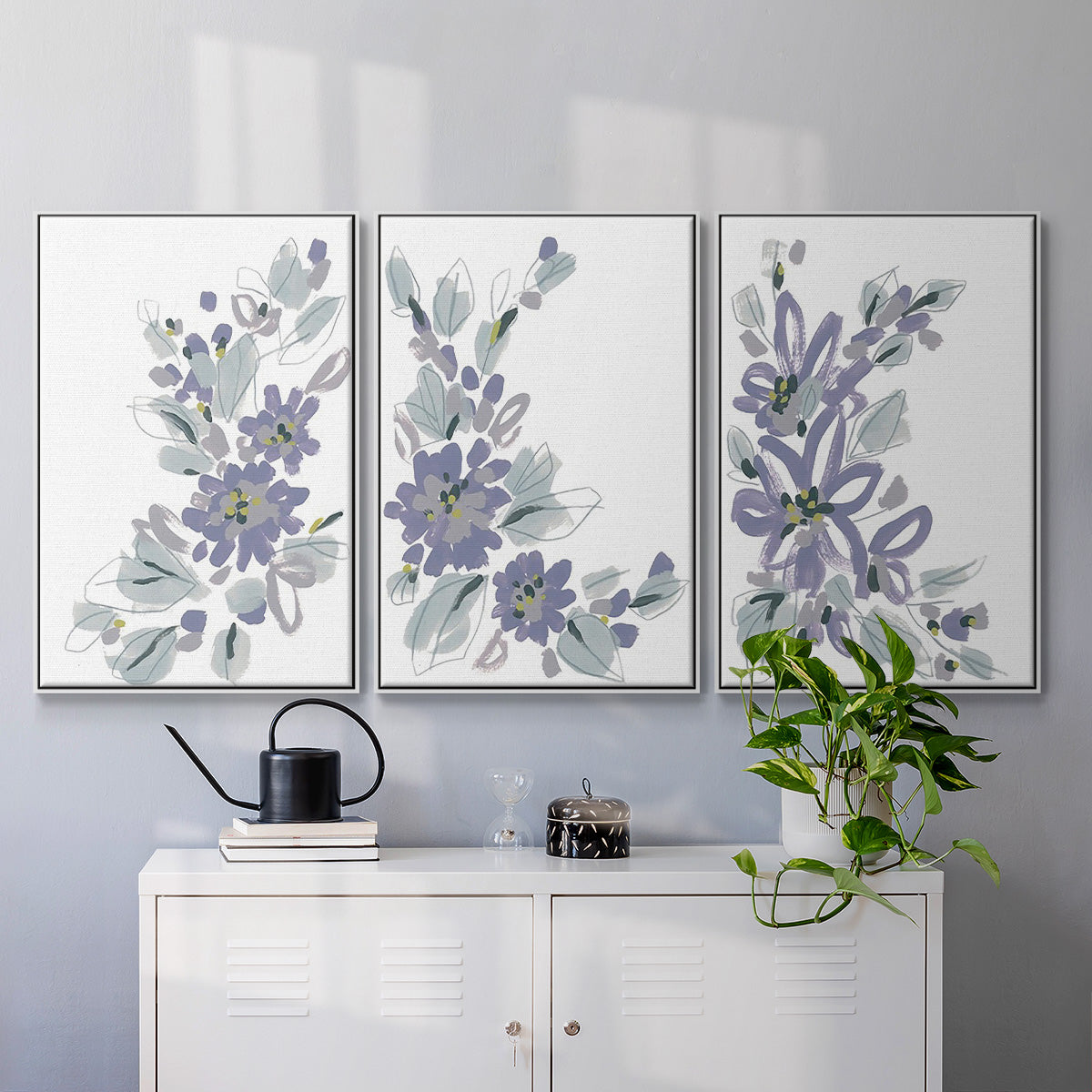 Periwinkle Patch I - Floater Framed Canvas Set
